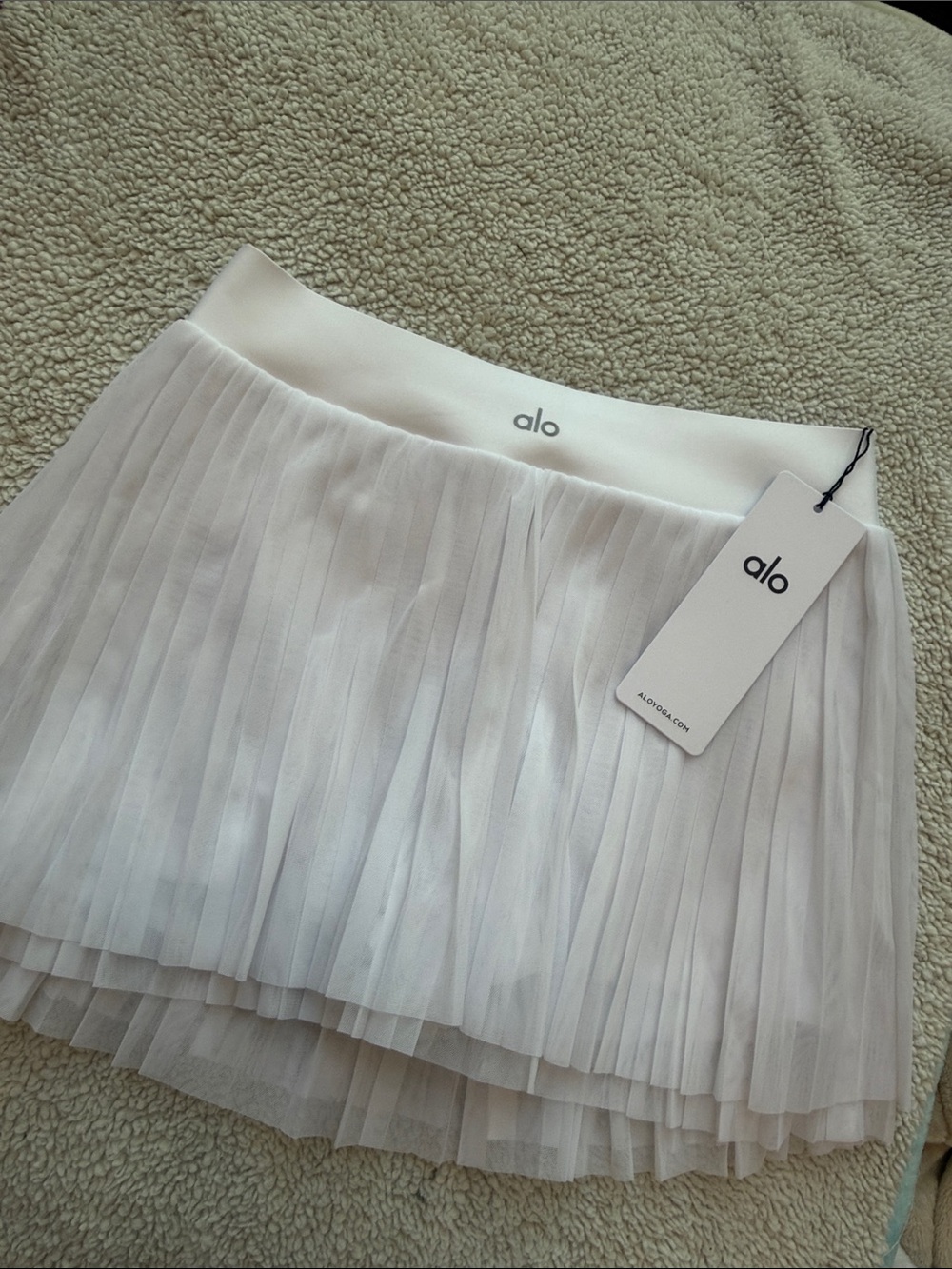 ALO Yoga White Pleated Skater Skirt